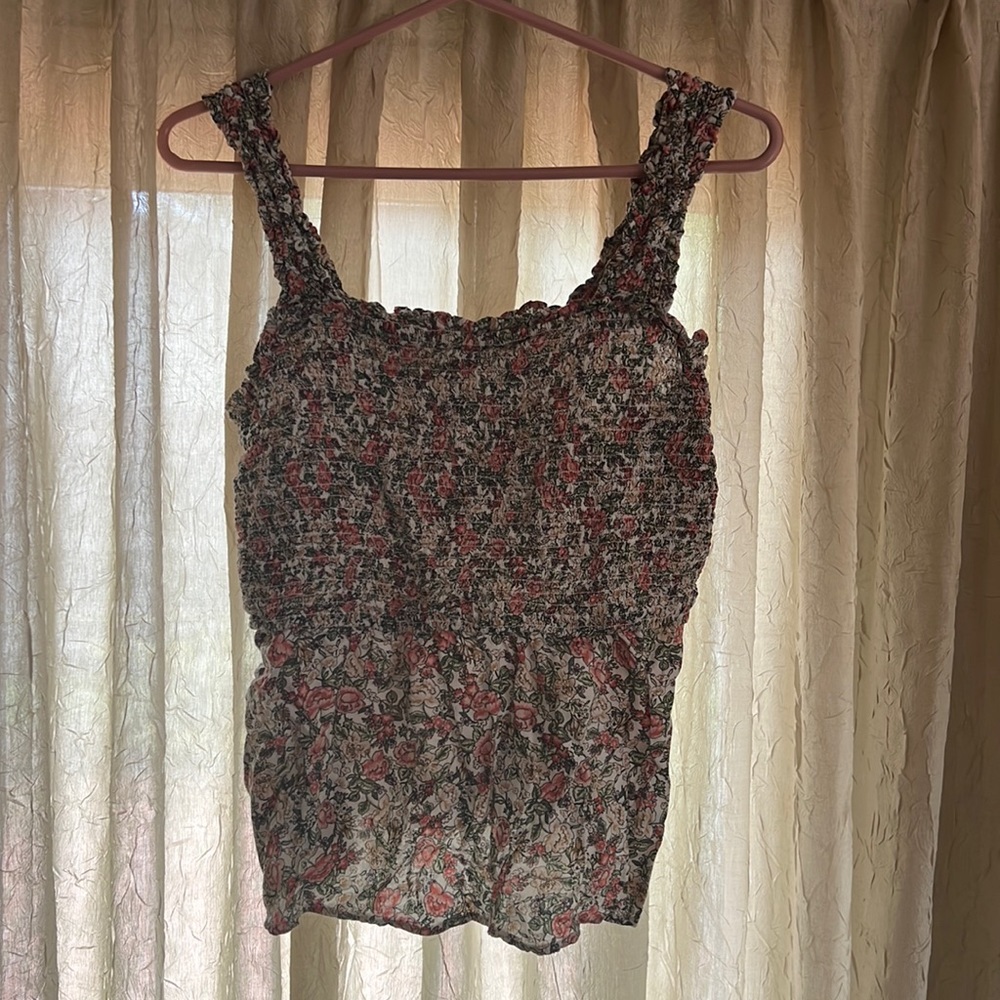 Large Floral Tank Top Blouse, Barely Worn